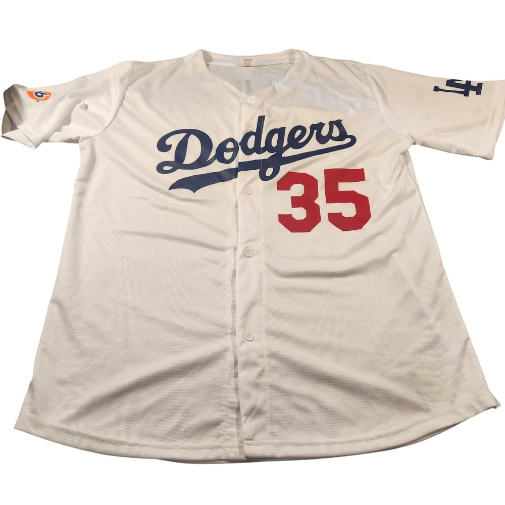 Los Angeles Dodgers Jersey Mens XL White MLB Baseball Cody Bellinger 35‎ Button